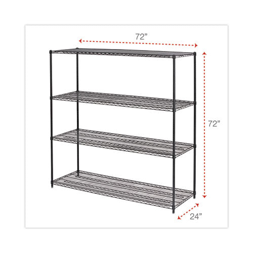 Ba Plus Wire Shelving Kit, Four-shelf, 72w X 24d X 72h, Black Anthracite Plus