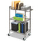 Three-tier Wire Cart With Basket, Metal, 2 Shelves, 1 Bin, 500 Lb Capacity, 28" X 16" X 39", Black Anthracite