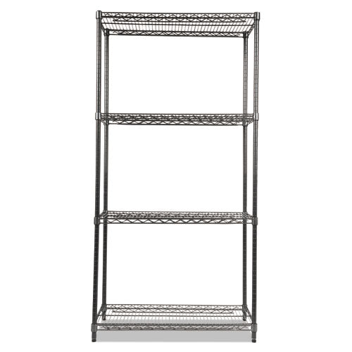 Wire Shelving Starter Kit, Four-shelf, 36w X 18d X 72h, Black Anthracite