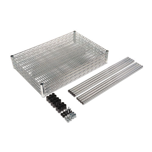 Nsf Certified Industrial Four-shelf Wire Shelving Kit, 48w X 18d X 72h, Silver