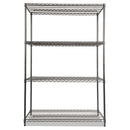 Wire Shelving Starter Kit, Four-shelf, 48w X 24d X 72h, Black Anthracite