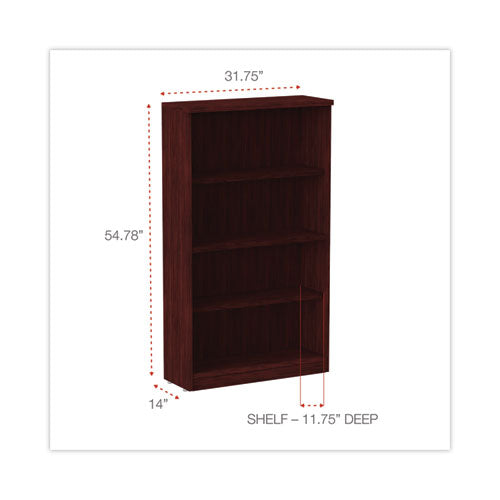 Alera Valencia Series Bookcase, Four-shelf, 31.75w X 14d X 54.88h, Mahogany