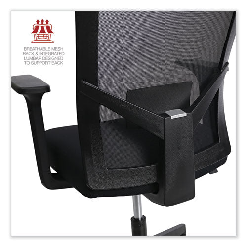 Mesh Back Fabric Task Chair, Supports Up To 275 Lb, 17.32" To 21.1" Seat Height, Black Seat, Black Back