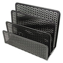 Urban Collection Punched Metal Letter Sorter, 3 Sections, Dl To A6 Size Files, 6.5" X 3.25" X 5.5", Black