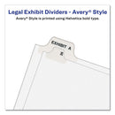 Preprinted Legal Exhibit Side Tab Index Dividers, Avery Style, 26-tab, A, 11 X 8.5, White, 25/pack, (1401)