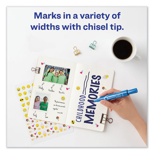Marks A Lot Regular Desk-style Permanent Marker, Broad Chisel Tip, Blue, Dozen (7886)