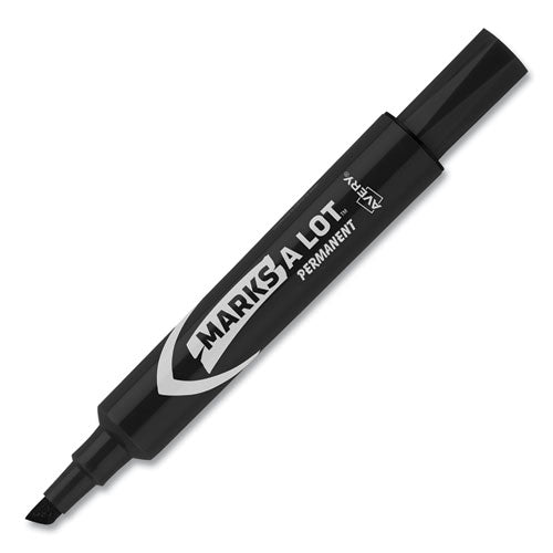 Marks A Lot Regular Desk-style Permanent Marker, Broad Chisel Tip, Black, Dozen (7888)