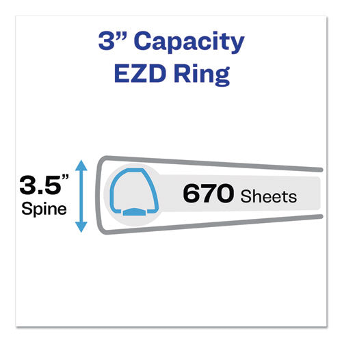 Durable View Binder With Durahinge And Ezd Rings, 3 Rings, 3" Capacity, 11 X 8.5, Black, (9700)