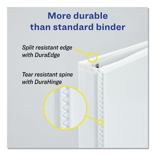 Durable View Binder With Durahinge And Ezd Rings, 3 Rings, 5" Capacity, 11 X 8.5, White, (9901)