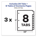 Customizable Table Of Contents Ready Index Dividers With Multicolor Tabs, 8-tab, 1 To 8, 11 X 8.5, White, 3 Sets