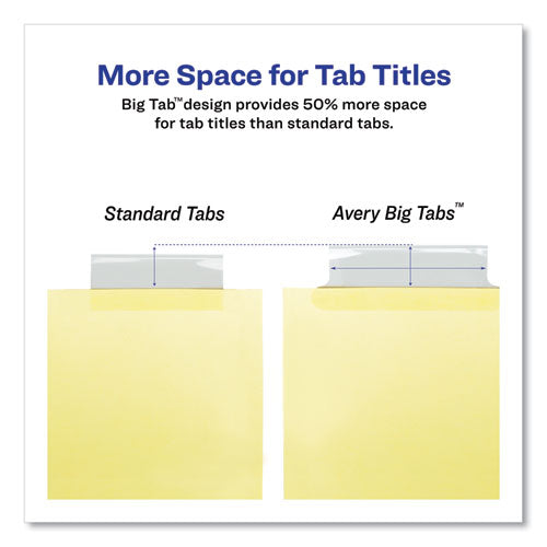 Insertable Big Tab Dividers, 5-tab, Double-sided Gold Edge Reinforcing, 11 X 8.5, Buff, Clear Tabs, 1 Set