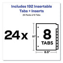 Insertable Big Tab Dividers, 8-tab, Double-sided Gold Edge Reinforcing, 11 X 8.5, Buff, Clear Tabs, 24 Sets