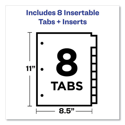 Insertable Big Tab Dividers, 8-tab, Double-sided Gold Edge Reinforcing, 11 X 8.5, White, Assorted Tabs, 1 Set