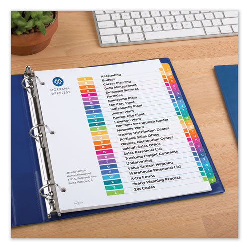 Customizable Toc Ready Index Multicolor Tab Dividers, 26-tab, A To Z, 11 X 8.5, White, Traditional Color Tabs, 1 Set