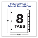 Customizable Toc Ready Index Black And White Dividers, 8-tab, 1 To 8, 11 X 8.5, 1 Set