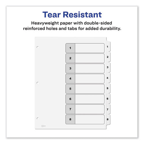 Customizable Toc Ready Index Black And White Dividers, 8-tab, 1 To 8, 11 X 8.5, 1 Set