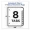 Customizable Toc Ready Index Multicolor Tab Dividers, 8-tab, 1 To 8, 11 X 8.5, White, Traditional Color Tabs, 1 Set