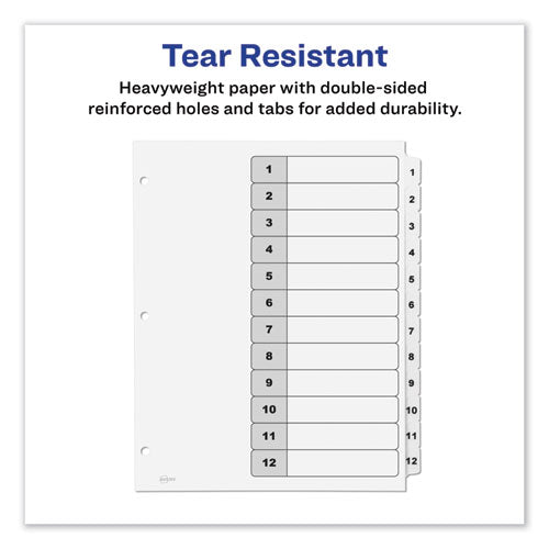 Customizable Toc Ready Index Black And White Dividers, 12-tab, 1 To 12, 11 X 8.5, 1 Set