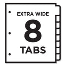 Customizable Toc Ready Index Multicolor Tab Dividers, Extra Wide Tabs, 8-tab, 1 To 8, 11 X 9.25, White, 1 Set