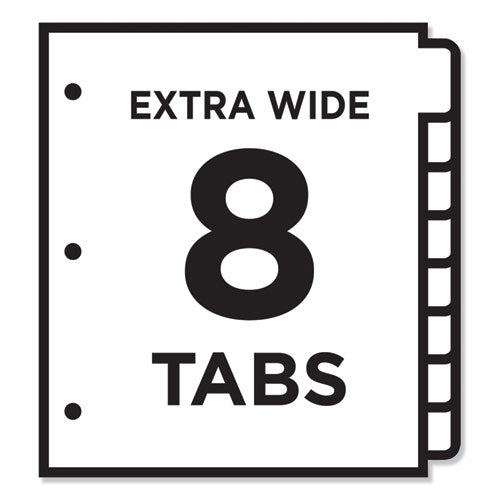 Customizable Toc Ready Index Multicolor Tab Dividers, Extra Wide Tabs, 8-tab, 1 To 8, 11 X 9.25, White, 1 Set