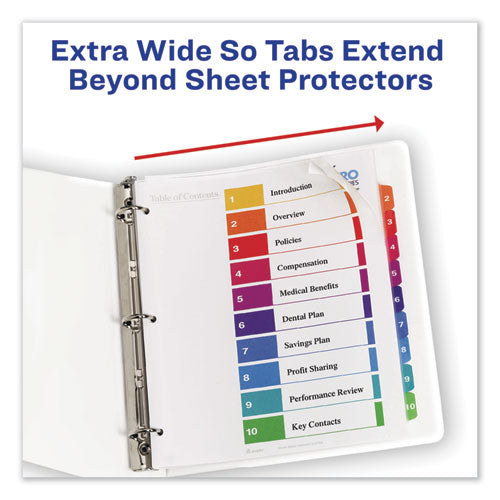 Customizable Toc Ready Index Multicolor Tab Dividers, Extra Wide Tabs, 8-tab, 1 To 8, 11 X 9.25, White, 1 Set