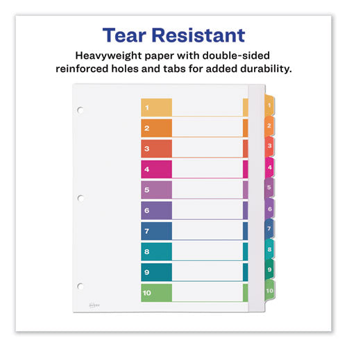 Customizable Toc Ready Index Multicolor Tab Dividers, Extra Wide Tabs, 10-tab, 1 To 10, 11 X 9.25, White, 1 Set