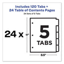 Customizable Toc Ready Index Multicolor Tab Dividers, Uncollated, 5-tab, 1 To 5, 11 X 8.5, White, 24 Sets