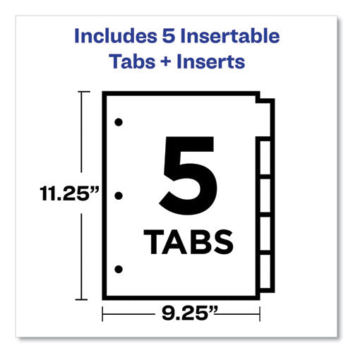 Insertable Big Tab Dividers, 5-tab, Single-sided Copper Edge Reinforcing, 11.13 X 9.25, White, Assorted Tabs, 1 Set