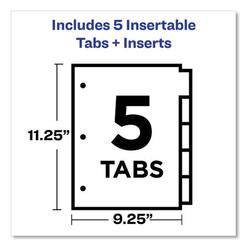 Insertable Big Tab Dividers, 5-tab, Single-sided Copper Edge Reinforcing, 11.13 X 9.25, White, Clear Tabs, 1 Set