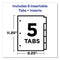 Insertable Dividers W/single Pockets, 5-tab, 11.25 X 9.13, White, 1 Set