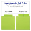 Insertable Big Tab Plastic Three-pocket Corner Lock Dividers, 5-tab, 11.13 X 9.25, Assorted, 1 Set