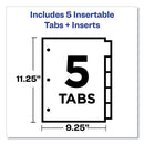 Insertable Big Tab Plastic Three-pocket Corner Lock Dividers, 5-tab, 11.13 X 9.25, Assorted, 1 Set