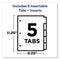 Insertable Big Tab Plastic Three-pocket Corner Lock Dividers, 5-tab, 11.13 X 9.25, Assorted, 1 Set