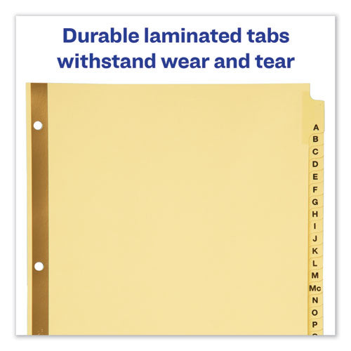 Preprinted Laminated Tab Dividers With Gold Reinforced Binding Edge, 25-tab, A To Z, 11 X 8.5, Buff, 1 Set