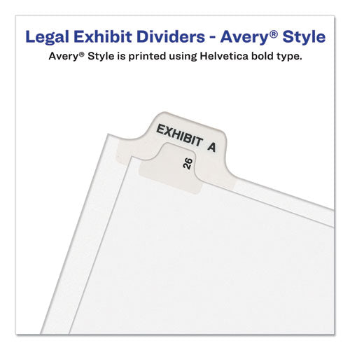 Preprinted Legal Exhibit Side Tab Index Dividers, Avery Style, 27-tab, A To Z, 11 X 8.5, White, 1 Set