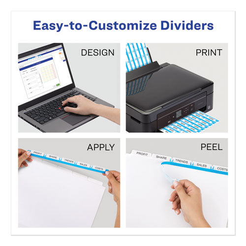 Print And Apply Index Maker Clear Label Unpunched Dividers, 5-tab, 11 X 8.5, White, 5 Sets