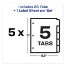 Print And Apply Index Maker Clear Label Dividers, 5-tab, White Tabs, 11 X 8.5, White, 5 Sets