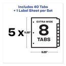 Print And Apply Index Maker Clear Label Dividers, Extra Wide Tabs, 8-tab, 11.25 X 9.25, White, 5 Sets