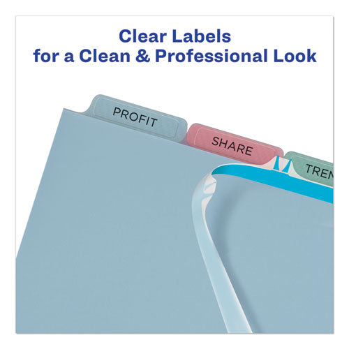 Print And Apply Index Maker Clear Label Plastic Dividers With Printable Label Strip, 5-tab, 11 X 8.5, Assorted Tabs, 1 Set