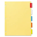 Plastic Insertable Dividers, 5-tab, 11 X 8.5, Assorted Tabs, 1 Set