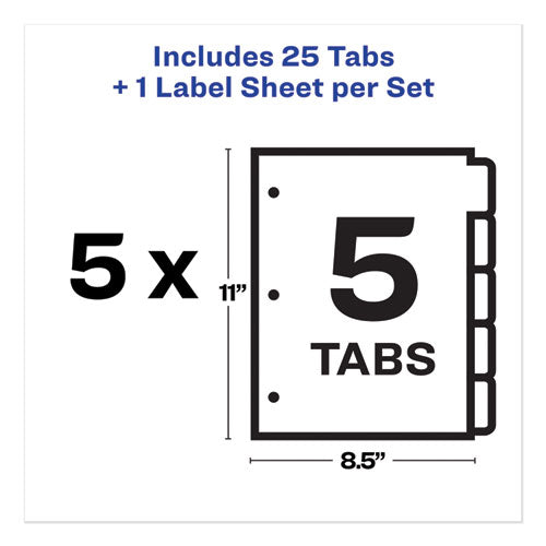 Print And Apply Index Maker Clear Label Dividers, Big Tab, 5-tab, White Tabs, 11 X 8.5, White, 5 Sets