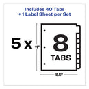 Print And Apply Index Maker Clear Label Dividers, Big Tab, 8-tab, 11 X 8.5, White, 5 Sets