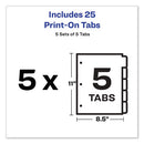 Customizable Print-on Dividers, 3-hole Punched, 5-tab, 11 X 8.5, White, 5 Sets