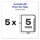 Customizable Print-on Dividers, Unpunched, 5-tab, 11 X 8.5, White, 5 Sets