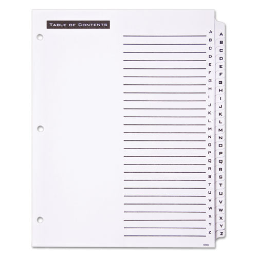 Table 'n Tabs Dividers, 26-tab, A To Z, 11 X 8.5, White, White Tabs, 1 Set