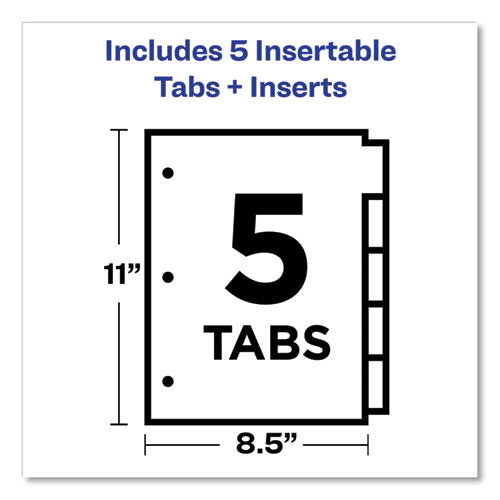 Insertable Big Tab Plastic 2-pocket Dividers, 5-tab, 11.13 X 9.25, Assorted, 1 Set