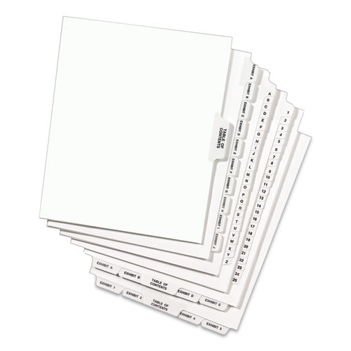 Preprinted Legal Exhibit Side Tab Index Dividers, Avery Style, 10-tab, 7, 11 X 8.5, White, 25/pack