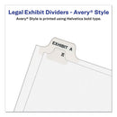 Preprinted Legal Exhibit Side Tab Index Dividers, Avery Style, 10-tab, 8, 11 X 8.5, White, 25/pack