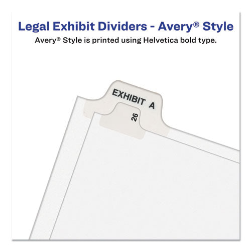 Avery-style Preprinted Legal Bottom Tab Divider, 26-tab, Exhibit E, 11 X 8.5, White, 25/pk