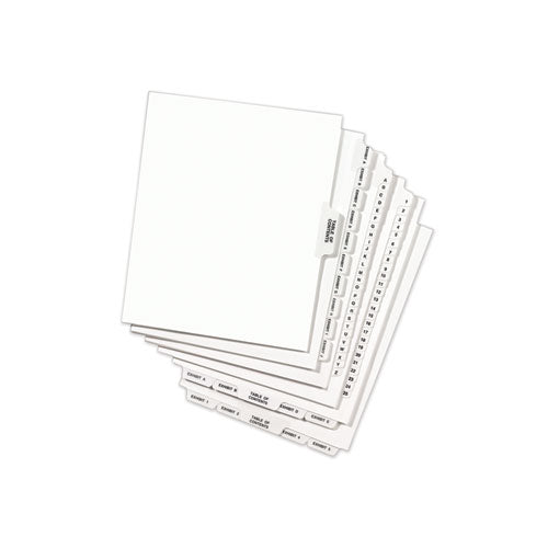 Avery-style Preprinted Legal Bottom Tab Divider, 26-tab, Exhibit F, 11 X 8.5, White, 25/pk